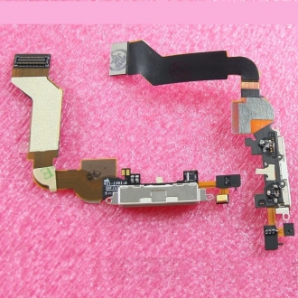 Шлейф iPhone 4S на системный разъем/микрофон Белый - Оригинал