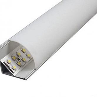 Профиль алюминиевый для монтажа светодиодной ленты угловой с матовым рассеивателем (2м)