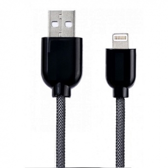 USB кабель Iphone 5/5s/6/6 Plus/6s/ Lightning в металлической сетке (1м) Синий Черный 2 в 1