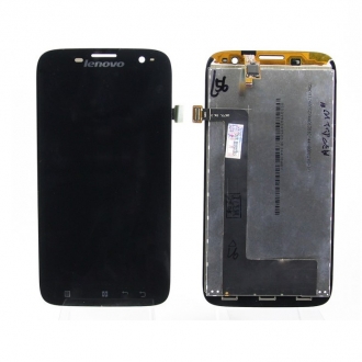 Дисплей Lenovo A859 в сборе с тачскрином Черный с рамкой