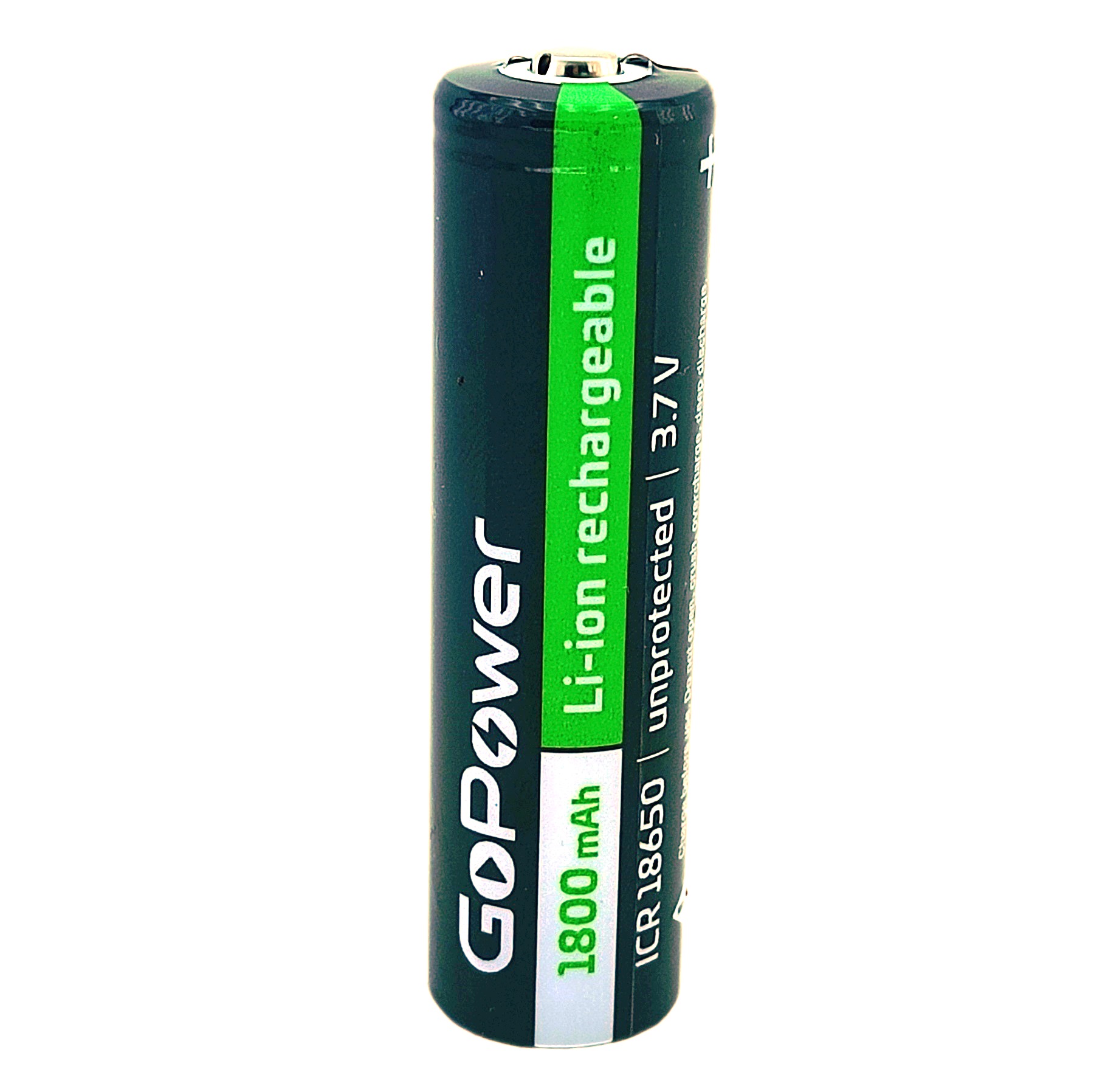 Аккумулятор GoPower Li-ion IRC18650 3,7v 1800mAh незащищенный с высоким контактом