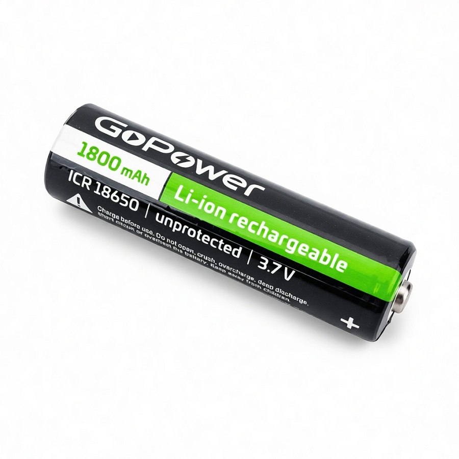 Аккумулятор GoPower Li-ion IRC18650 3.7v 1800mAh незащищенный с высоким контактом