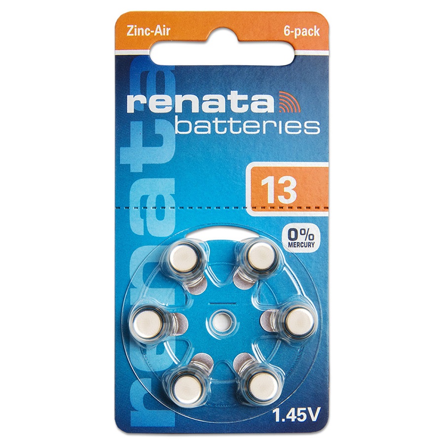 Батарейка для слухового аппарата RENATA PR48 / ZA13 1.45V - 6 шт. на блистере
