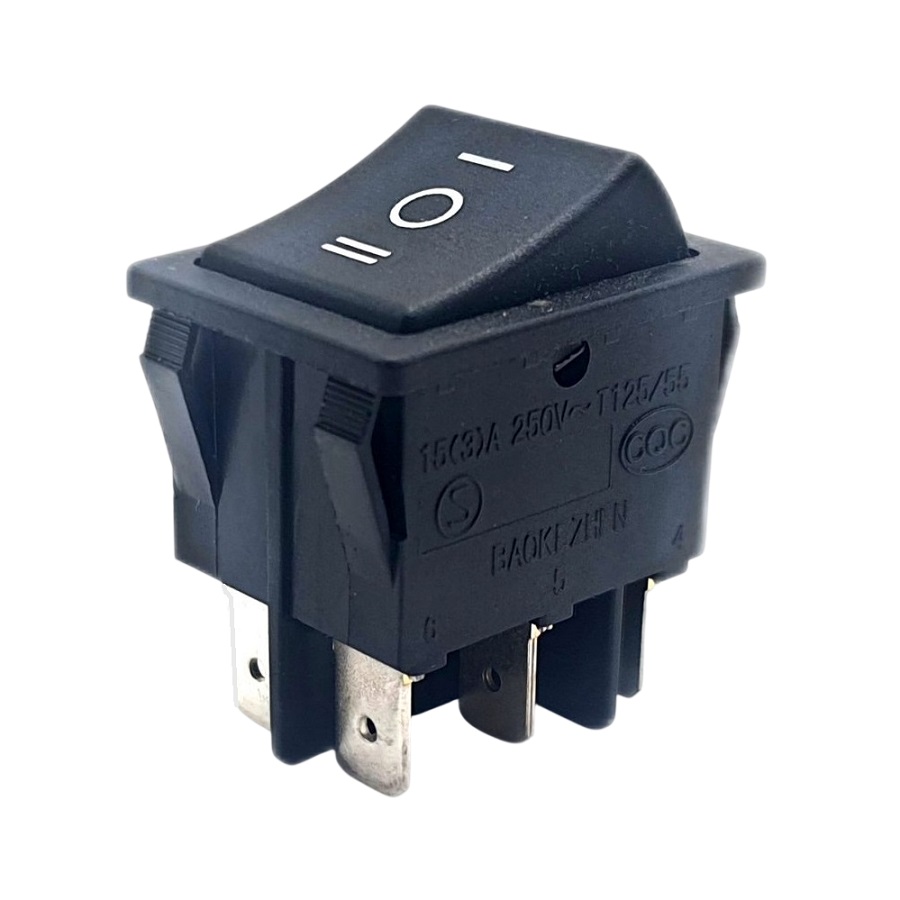 Кнопка клавишный переключатель SC767-B5 (KCD2) 15A 250V (on)-off-(on) без фиксации