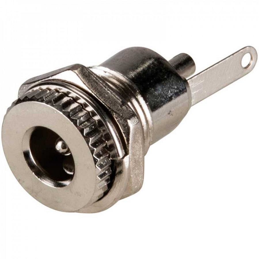 Разъем DC-5.5x2.1mm гнездо на корпус с гайкой металлический