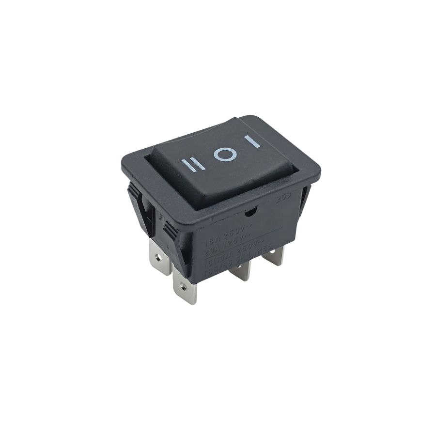 Переключатель клавишный KCD4 16A 250V (RS-201) (ON)-OFF-(ON) без фиксации