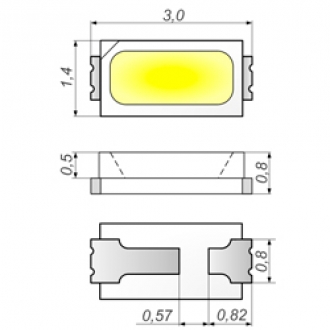 Светодиоды SMD 3014 Red 7-9Lm 3V 30mA