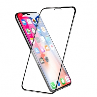 Защитное стекло "Премиум" iPhone XR черное (Закалённое+, полное покрытие)