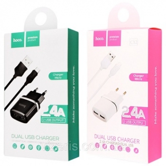 Блок питания сетевой 1 USB HOCO C72Q Glorious 2400mA QC3.0 кабель Type-C - изображение 1