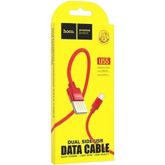 USB кабель HOCO U21 microUSB, 1.2m 2.4A ткань красный