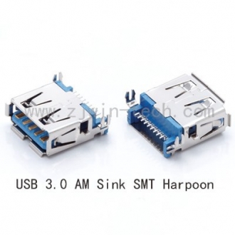 Разъёмы USB 3.0 AM Sink SMT Harpoon