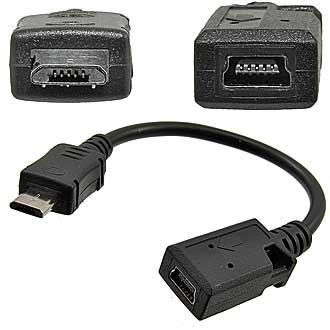 Разъёмы переходные MiniUSB-F to micro USB-M 0.1m (SZC)