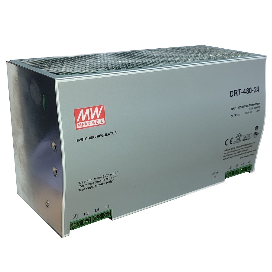 Блок питания DRT-480-24 вход 3х фазное 340-550В выход 24v 20А