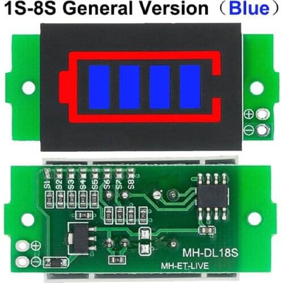 Индикатор ёмкости батареи Li-ion 1S 2S 3S 4S 5S 6S 7S 8S 3.7V Blue - изображение 1
