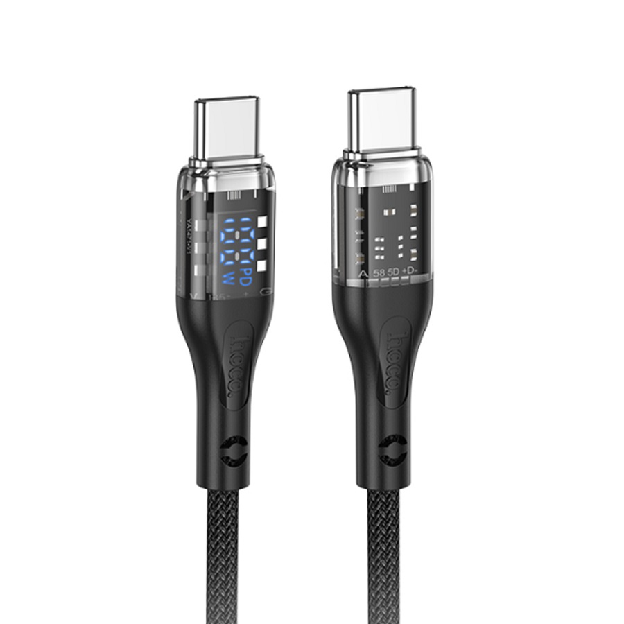 Кабель HOCO U115 100W Type-C to Type-C 1,2м 3А с дисплеем Черный