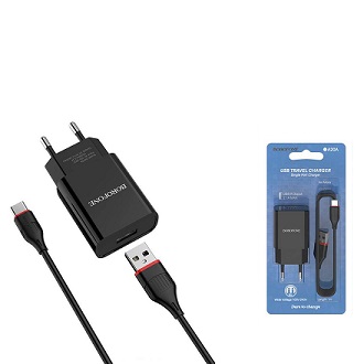 Сетевое зарядное устройство BOROFONE 2.1A 5V Черное, Белое Модель A20A с кабелем Type-C