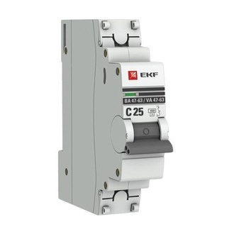 Выключатель автоматический модульный 1п C 25А 4.5кА ВА 47-63 PROxima EKF mcb4763-1-25C-pro