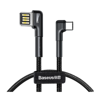 Type-C кабель BASEUS, CATKLF-WA01, 0.5 m, Type-C, 3A, Угловой Черный - изображение 1