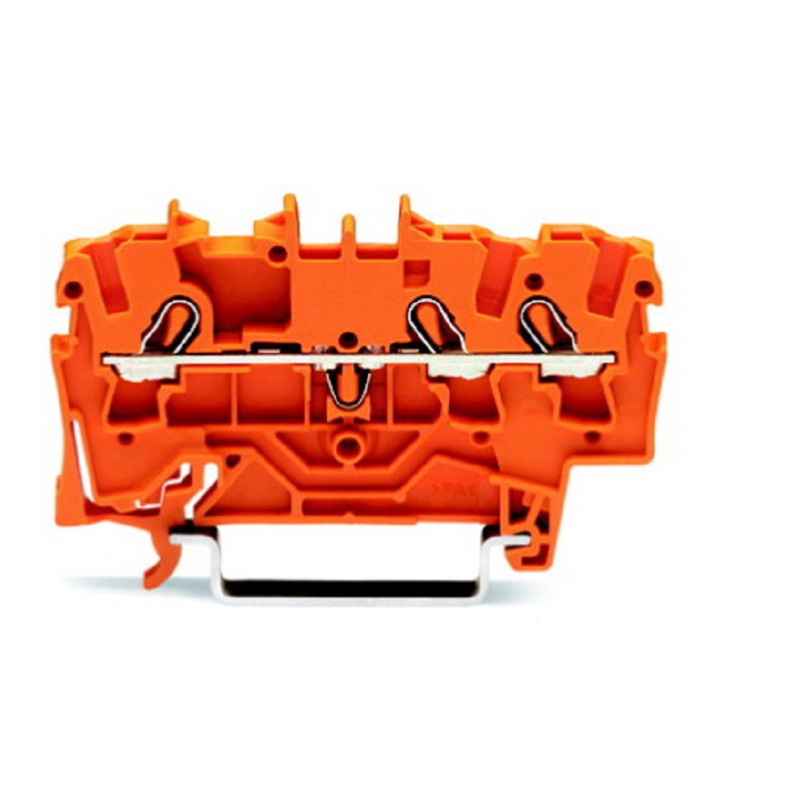 3-х проводная клемма, 0,25 - 2,5 (4) мм2 оранжевая 2002-1302 - изображение 1