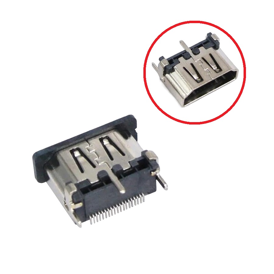 Разъём HDMI вертикальный 19pin SMD контакты на широкую сторону