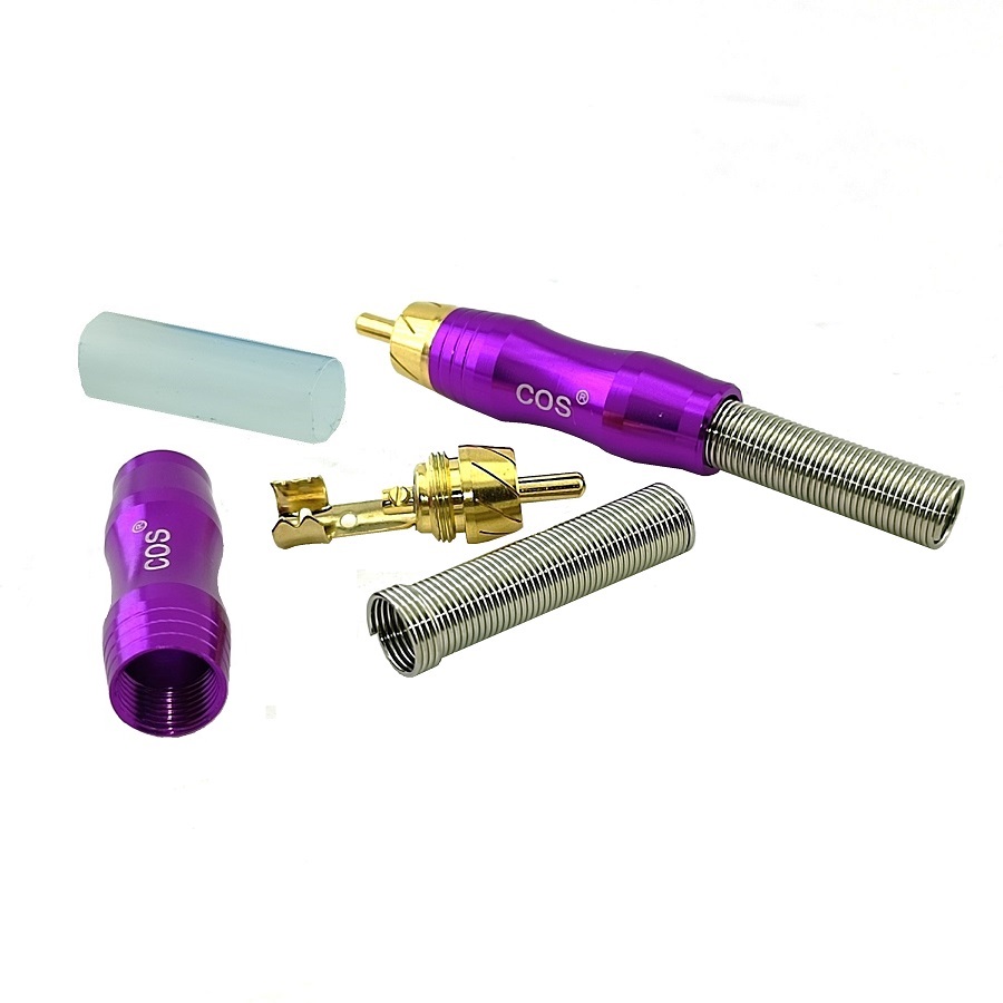 Штекер COS RCA GOLD металлический с пружиной Фиолетовый 1 штука