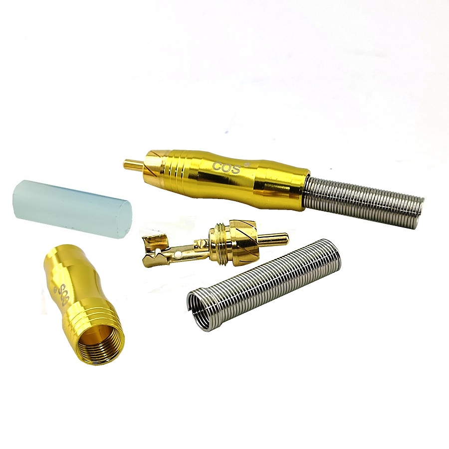Штекер COS RCA GOLD металлический с пружиной Золотой 1 штука