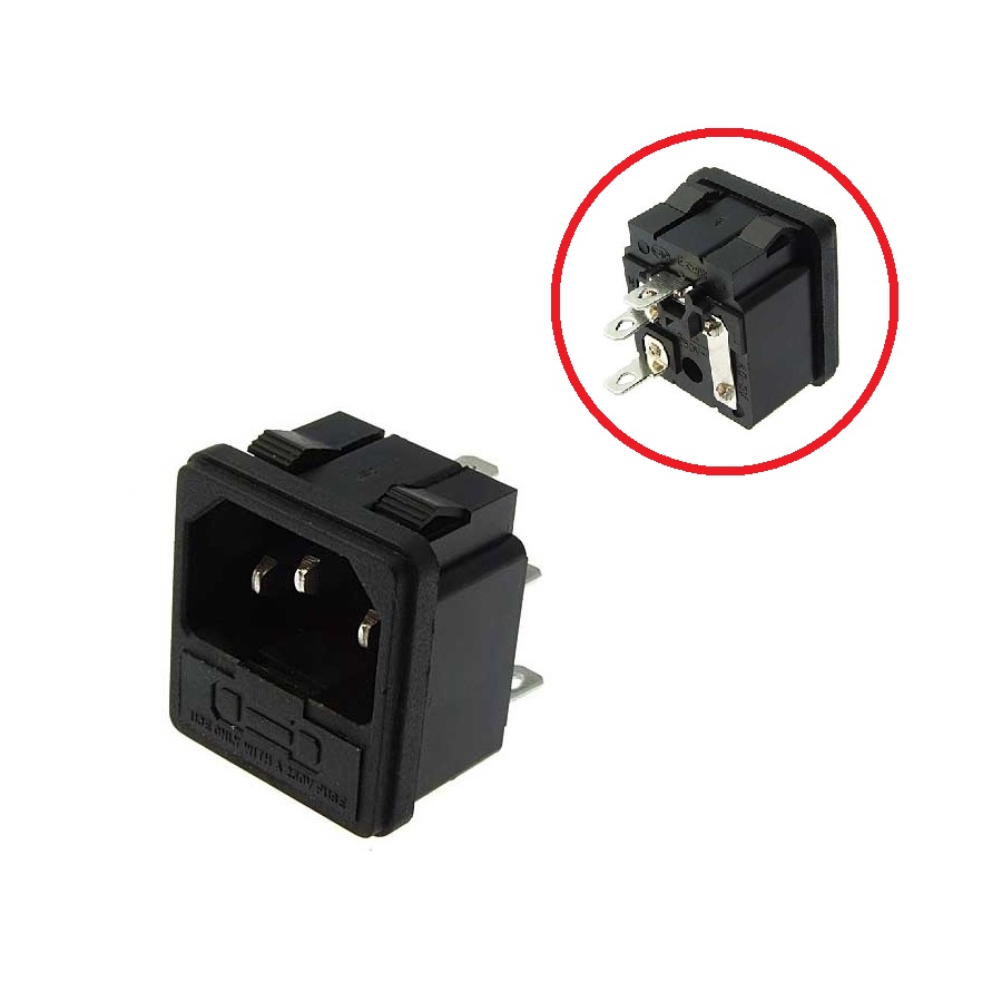 Разъем питания AC-003 10A 12-220V с отсеком под предохранитель