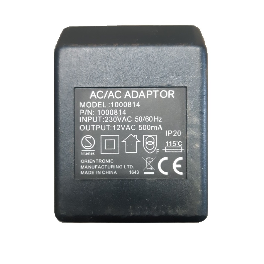 Трансформаторный блок питания AC/AC ADAPTOR 1000814 230VAC to 12VAC 500mA 1000mA