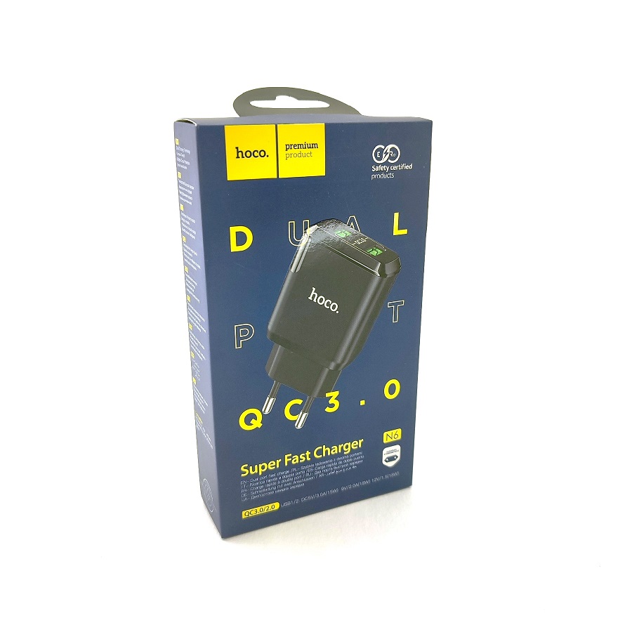 Сетевое З/У HOCO N6 Super Fast Charger 2USB 3A Ченый Белый - изображение 1