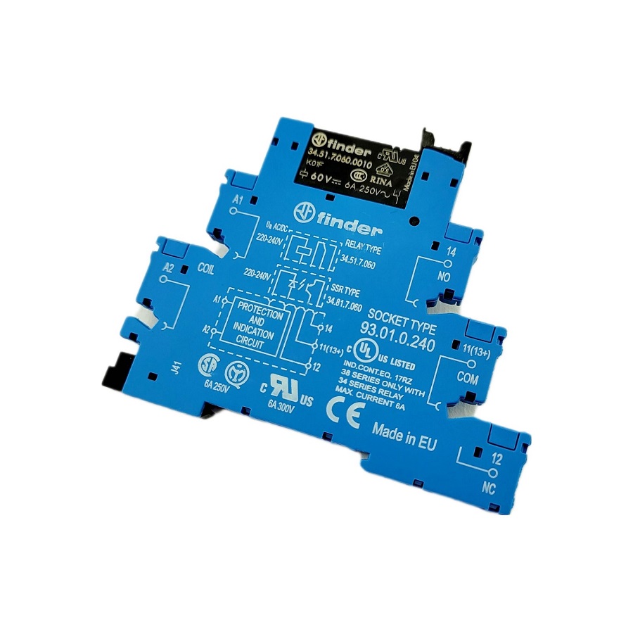 Интерфейсный модуль Finder сборка 34.51.7.060.0010 + 93.01.0.240 электромеханическое реле 1CO 6А A