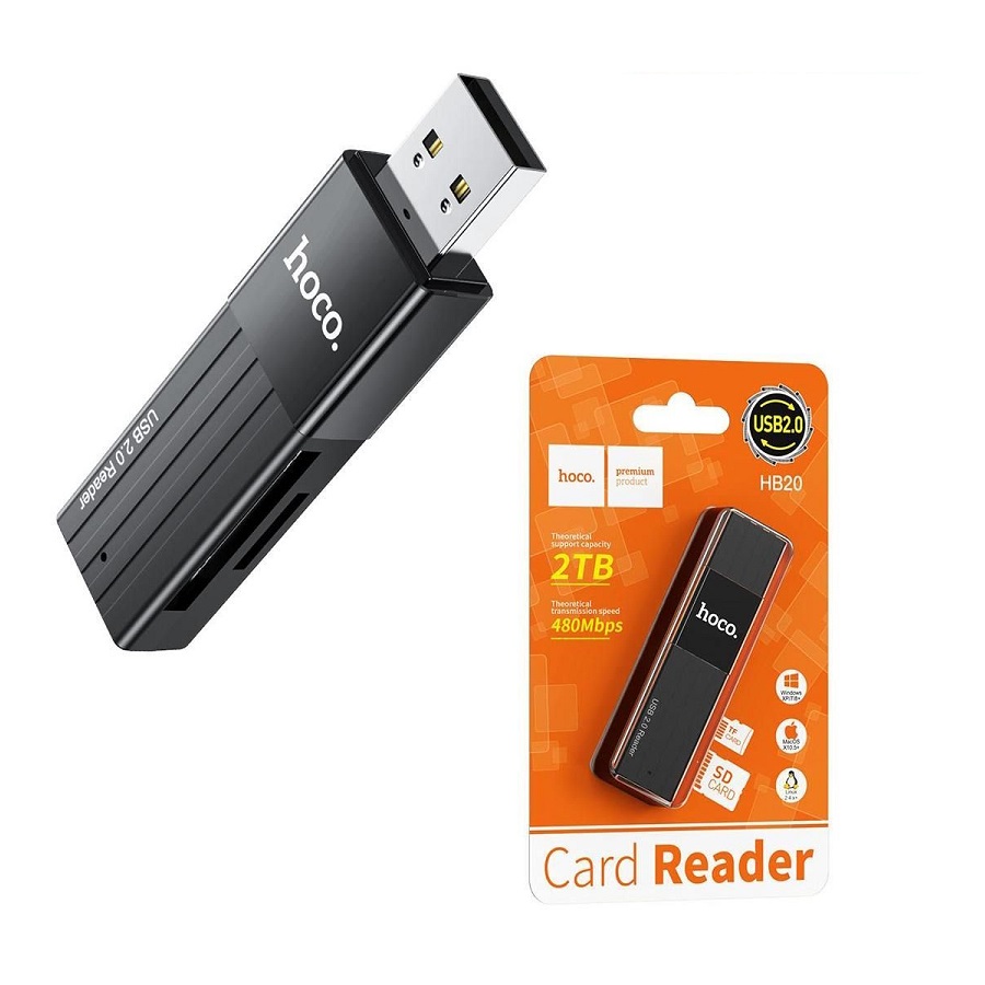 Картридер HOCO HB20 USB3.0 пластик TF/SD-карта