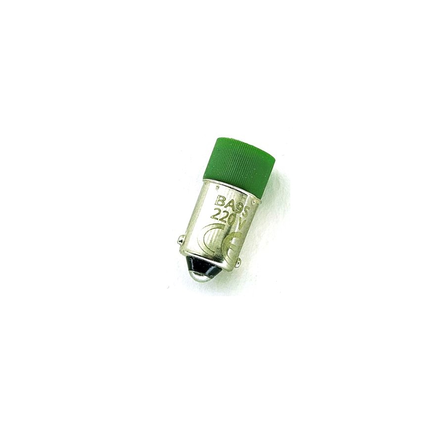Лампа индикаторная BA9S LED 220V GREEN зеленый - изображение 1