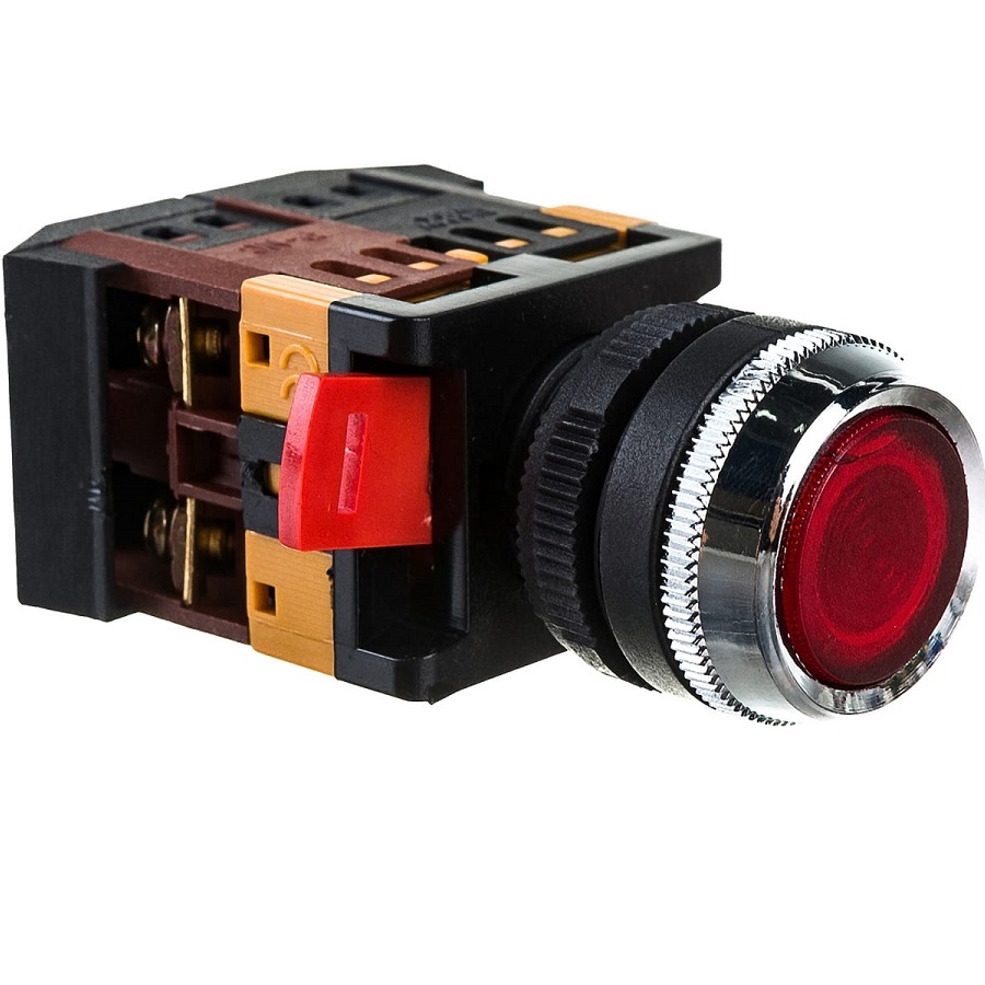 Кнопка управления нажимная без фиксации красная ABLFS-22 230V d22мм 7.5A 1з+1р
