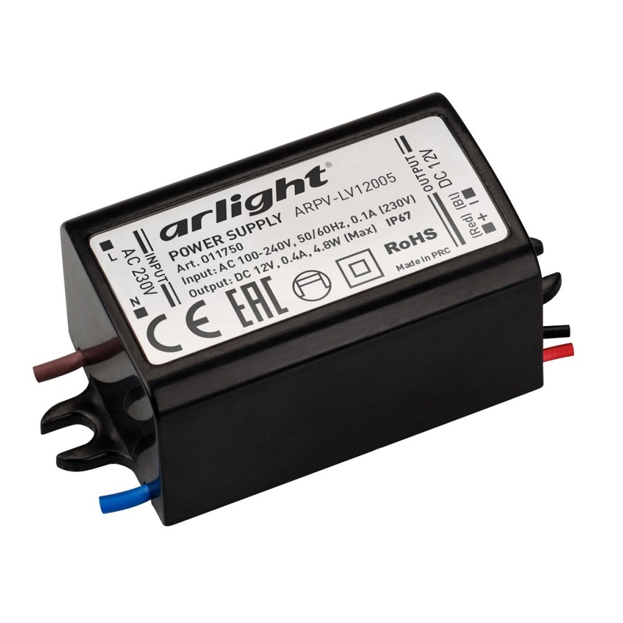 Блок питания IP65 12V 5W 0,4А 59х28х22мм - изображение 1