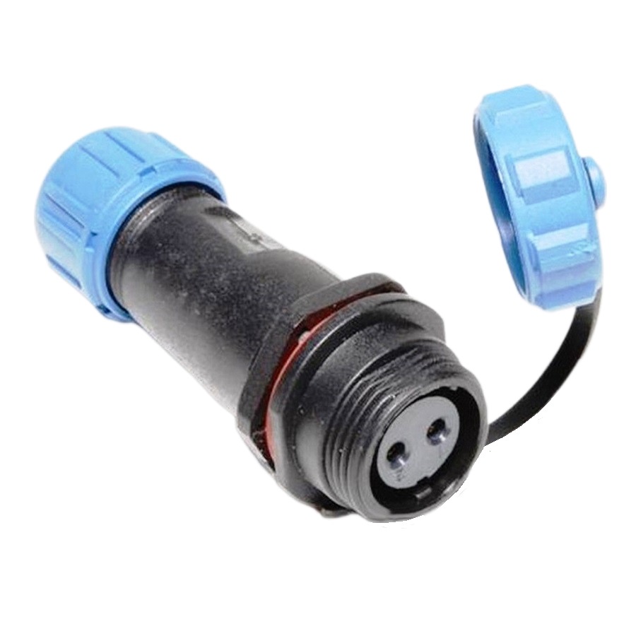 Разъем WEIPU OL1311/S2 2pin вилка на кабель с гайкой герметичный с крышкой