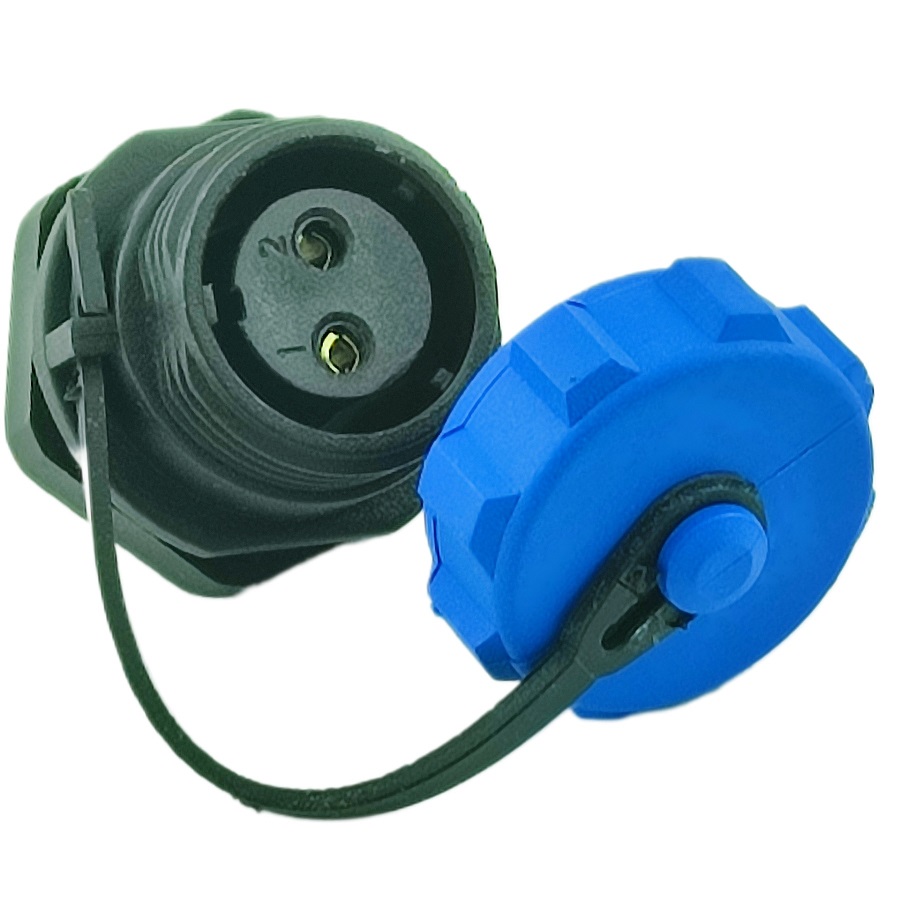 Разъем WEIPU OL1312/S2 2pin вилка на блок с гайкой герметичный с крышкой