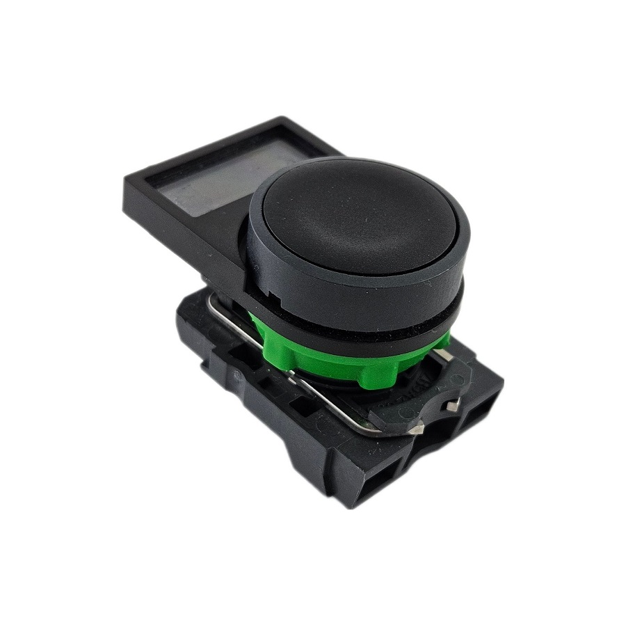 Кнопка черная без фиксации ZB5AA2C 22мм + пластина фиксирующая ZB5AZ009 Schneider Electric