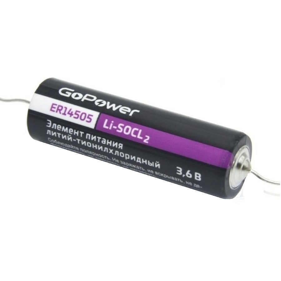 Батарейка GoPower ER14505 PC1 Li-SOCI2 3.6V с выводами