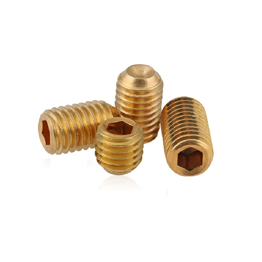 Винт уст с пл.кон-м М8х10 DIN913 4026 латунь 1 штука