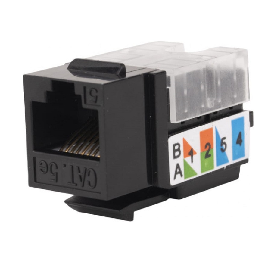 Вставка Cabeus Keystone Jack RJ-45 категория 5 со стяжкой KJ-RJ45-Cat.5e-90-SW-BK