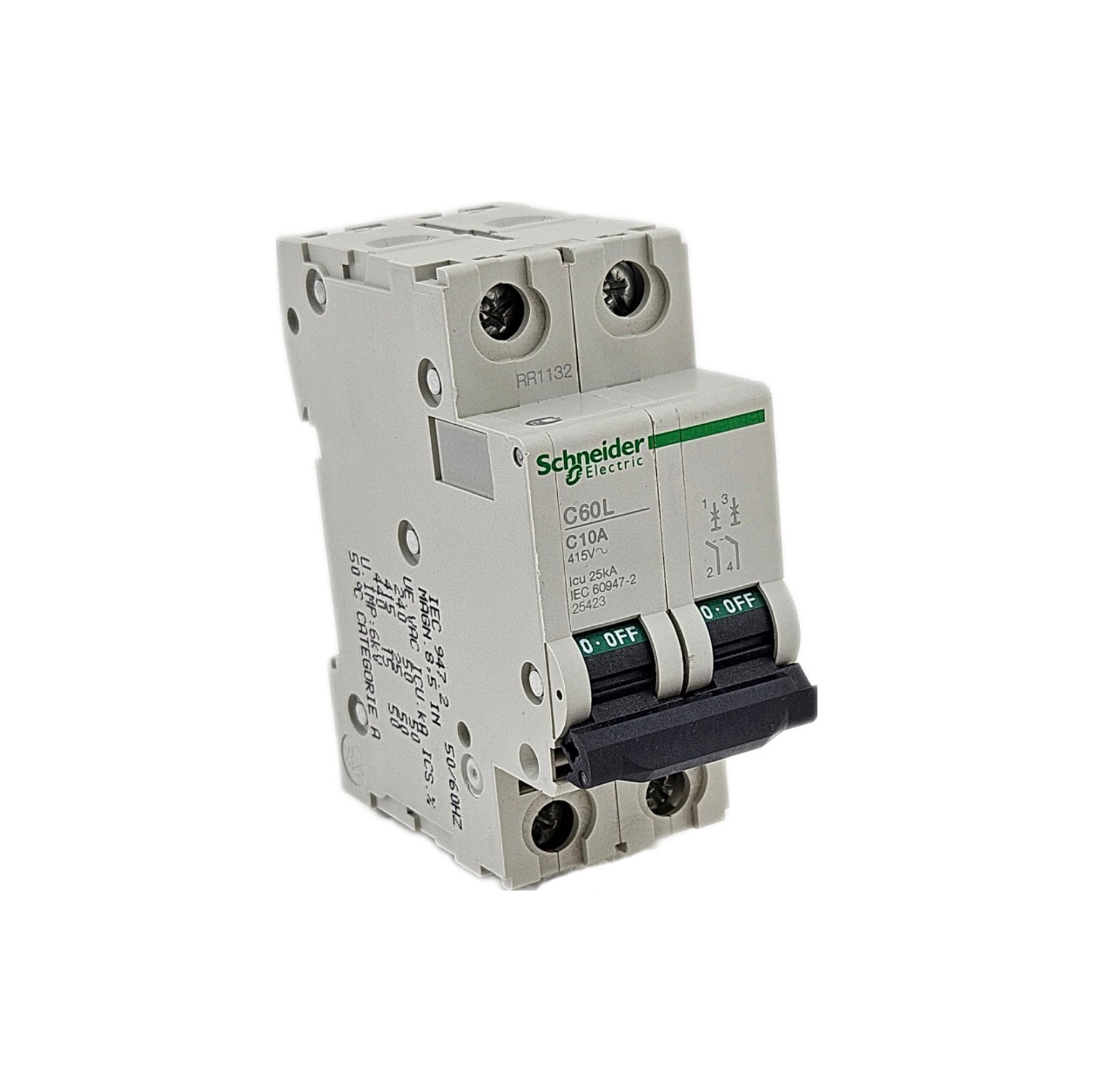 Автоматический выключатель 2-полюсный 10A C60L C10A Schneider Electric 25423