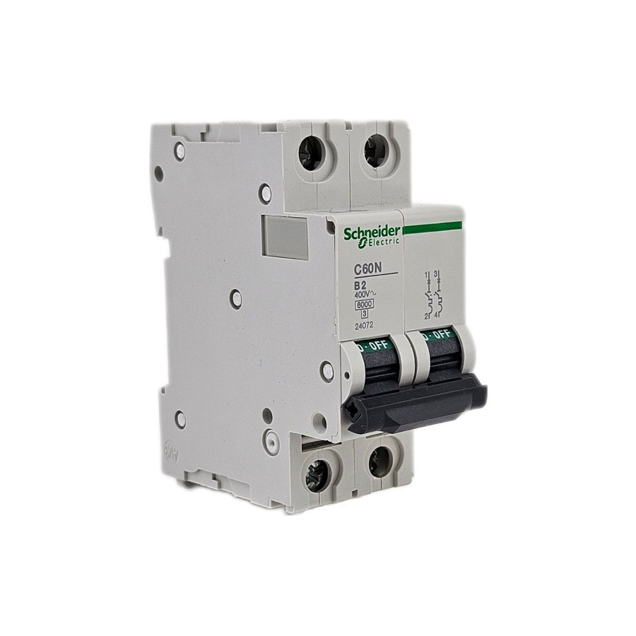 Выключатель автоматический 2-полюсный 2A C60N B2 Schneider Electric 24072