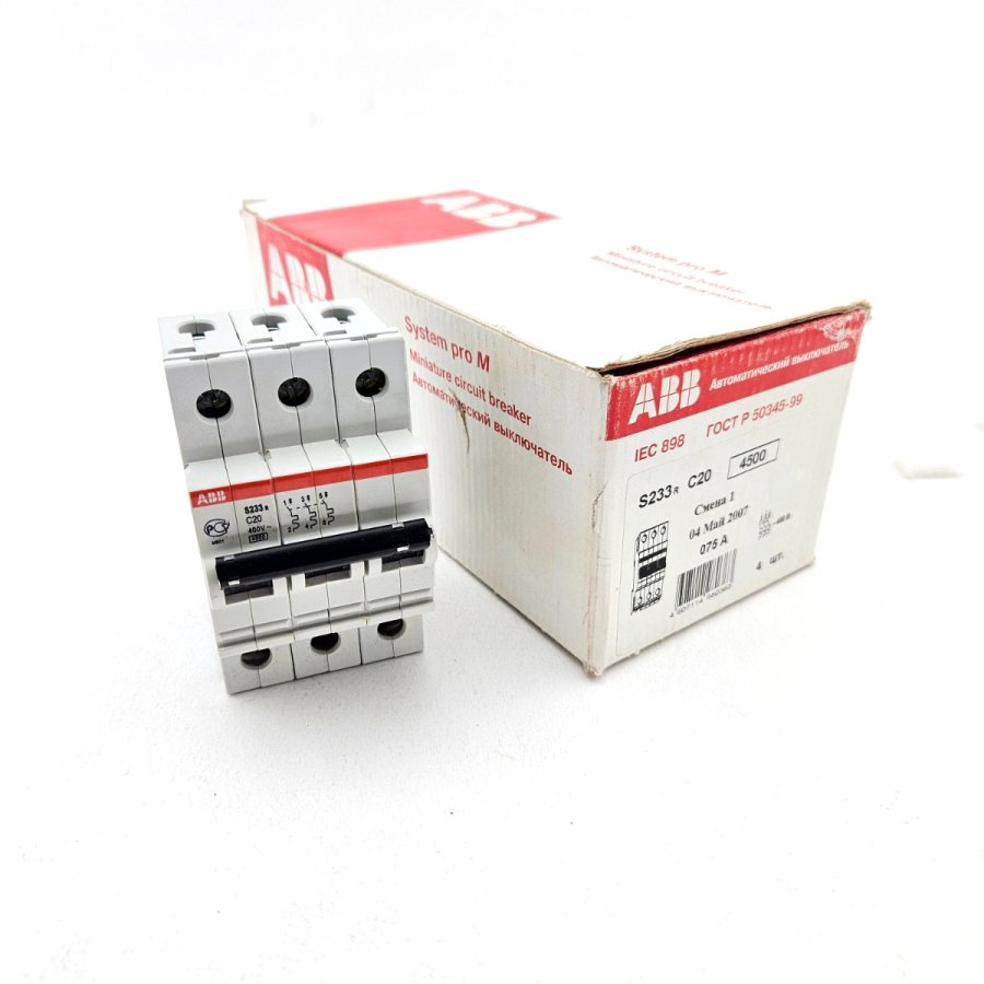 Выключатель автоматический модульный ABB 3p C SH203 S233 20А 2CDS243001R0204 - изображение 1