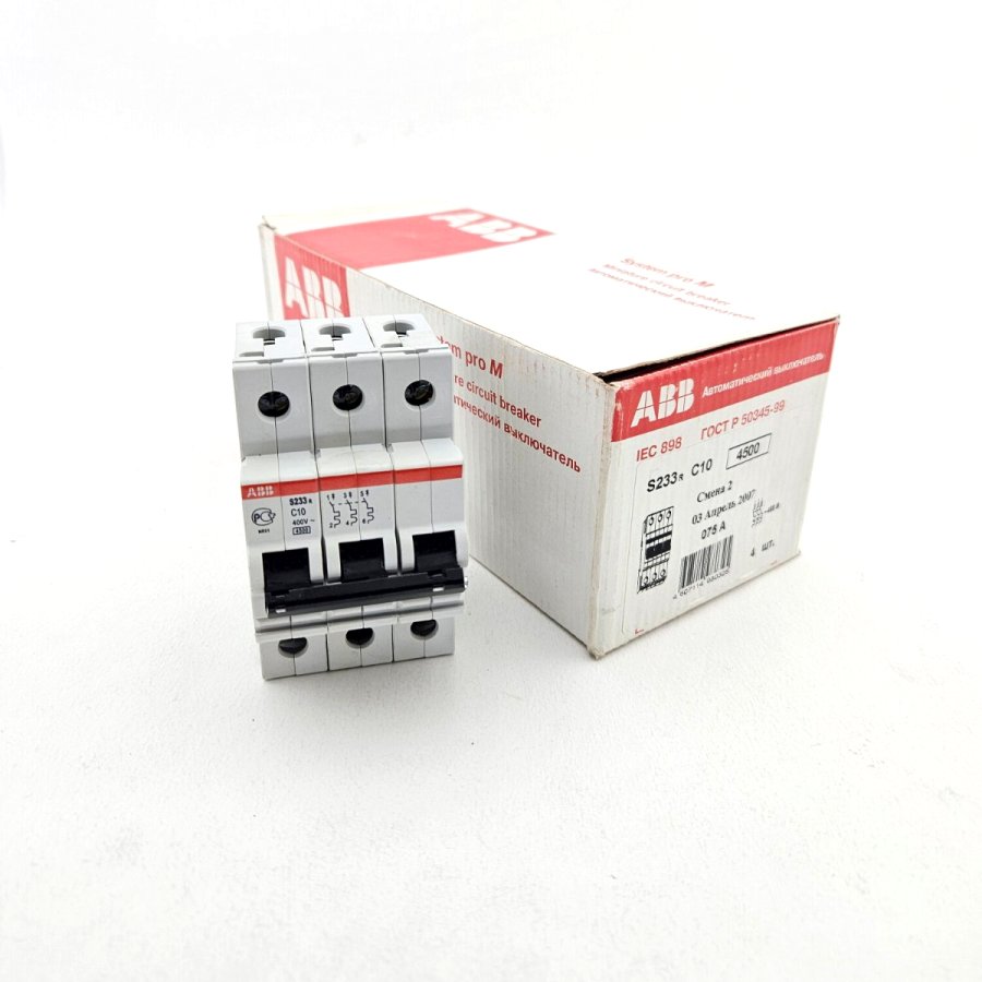 Выключатель автоматический модульный ABB 3p C SH203 S233 10А 2CDS243001R0104 - изображение 1