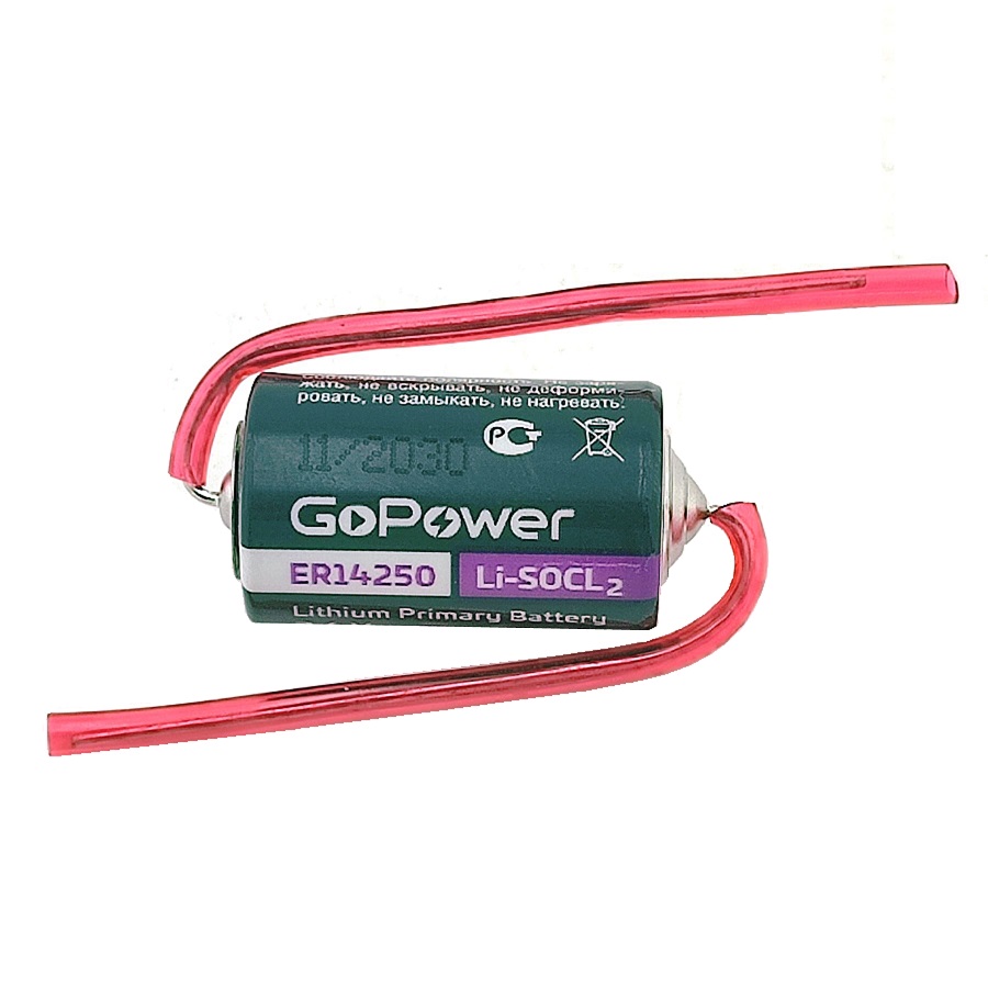 Элемент питания Li-ion GoPower ER14250 3.6v 1/2AA с выводами
