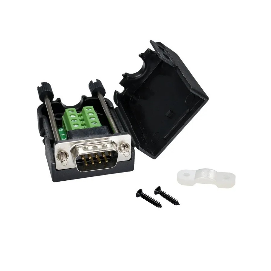 Разъем COM DB9 штекер male с клеммной колодкой в кожухе