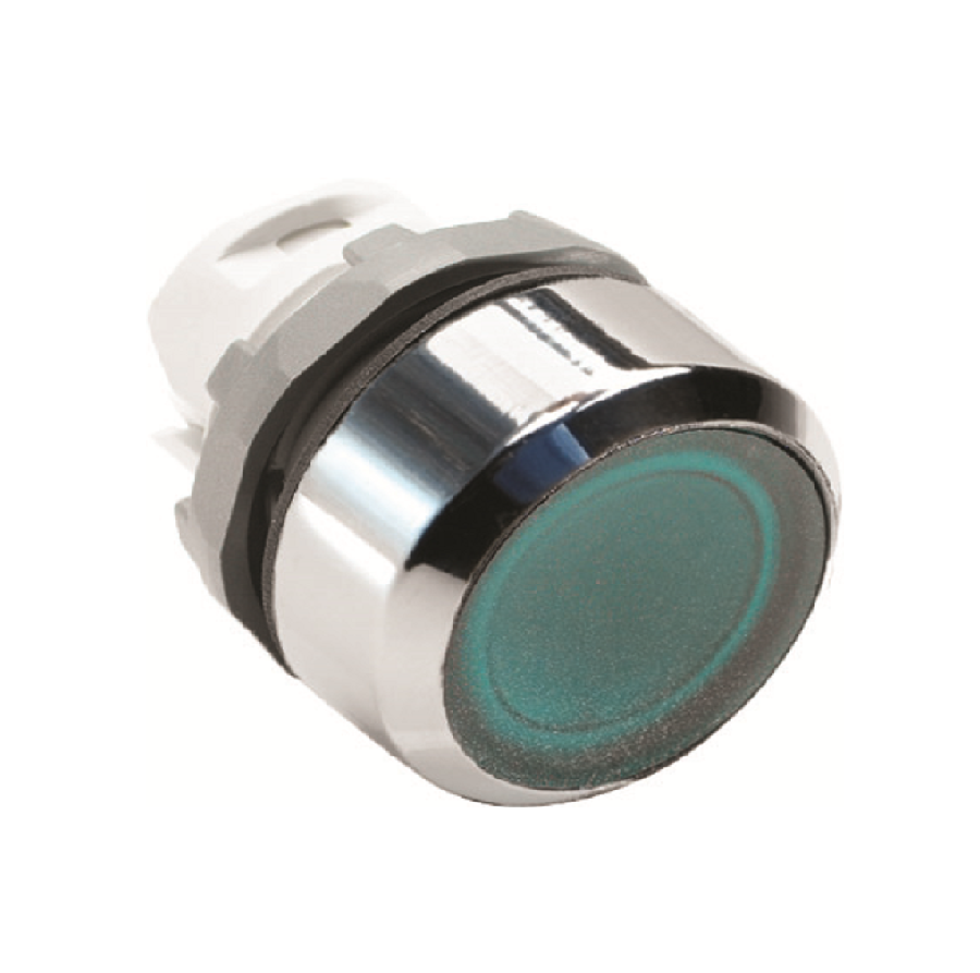 Кнопка ABB MP1-21G зеленый с подсветкой без фиксации низкая 1SFA611100R2102