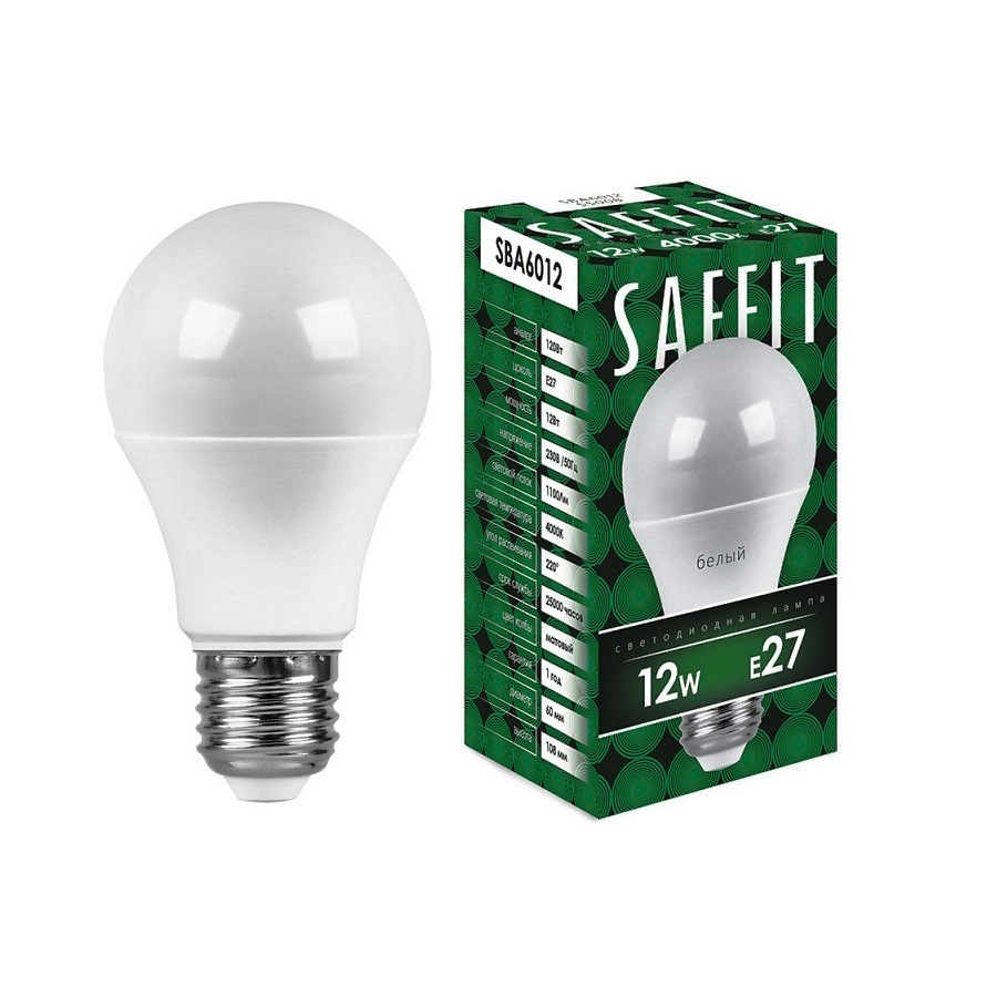 Лампа светодиодная SAFFIT 12W E27 4000K Натуральны белый