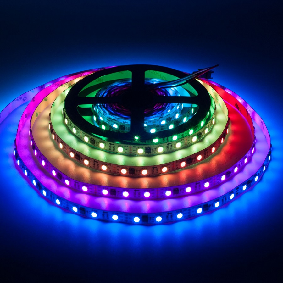 Лента светодиодная адресная RGB WS2812B 5V 5050 60LED на метр IP20