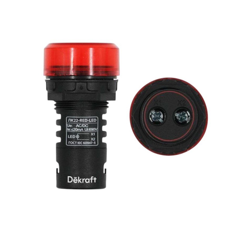 Лампа коммутационная ЛК22-ADDS-RED-LED 10A 220V